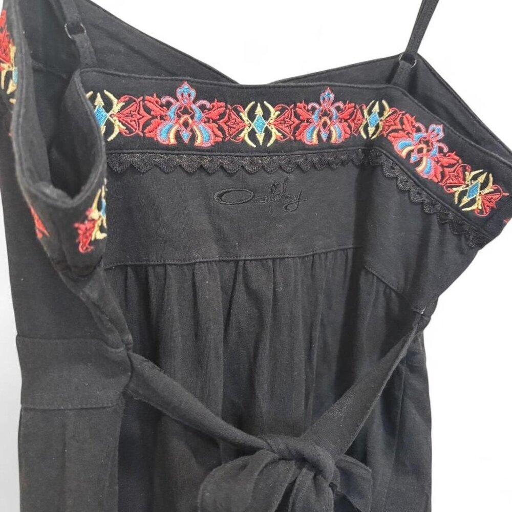 Y2K Oakley Black Embroidered Tank Top Surf Girl Size Small - Picture 4 of 5